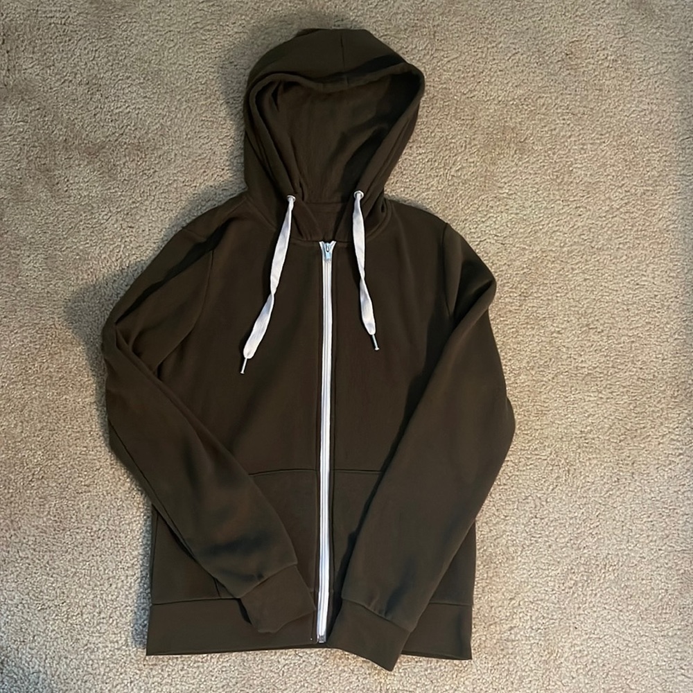 Army Green Zip Up Sweatshirt